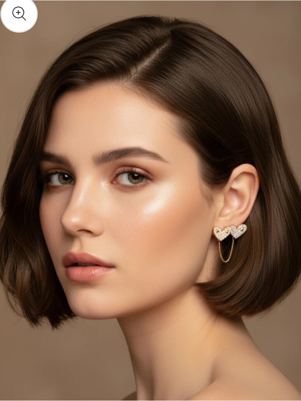 Double Heart Gold-Dipped Stone/Pearl Sterling Silver Post Earrings